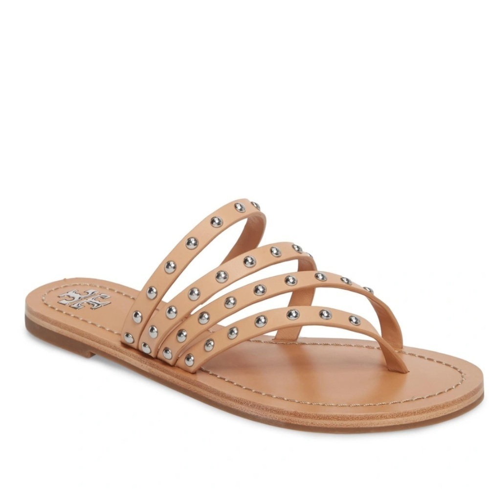 TORY BURCH
Patos Studded Thong Sandal In Natural Vachetta